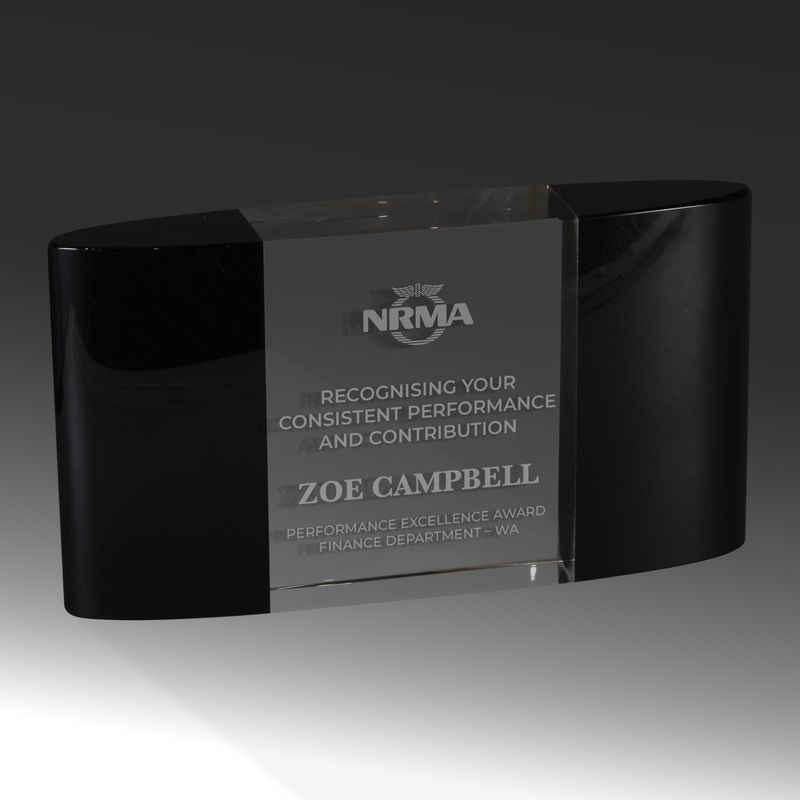 Black and Clear Crystal - Curved Block