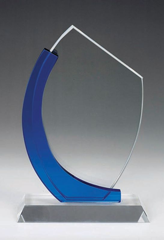 clear crystal column/blue trim/base