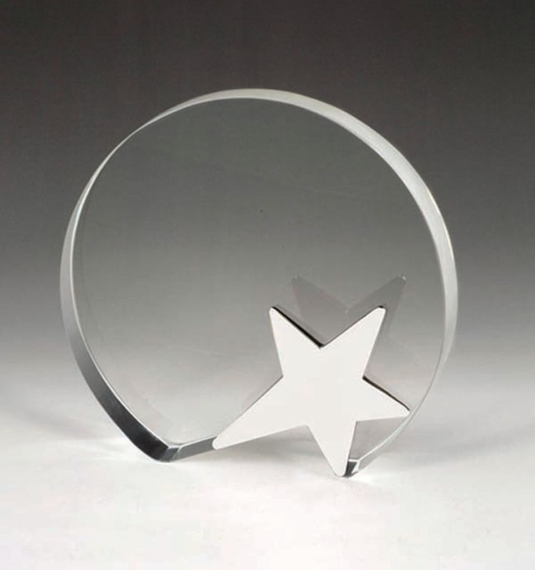 clear crystal/metal silver star