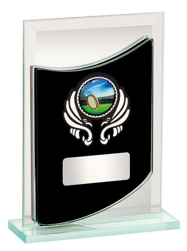 Rugby Glass Sports Trophy - 25mm Insert