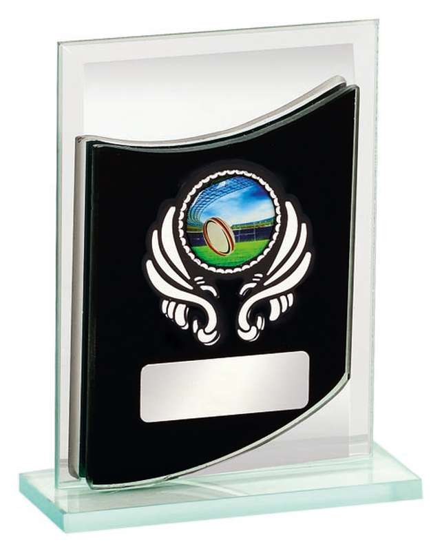 Rugby Glass Sports Trophy - 25mm Insert
