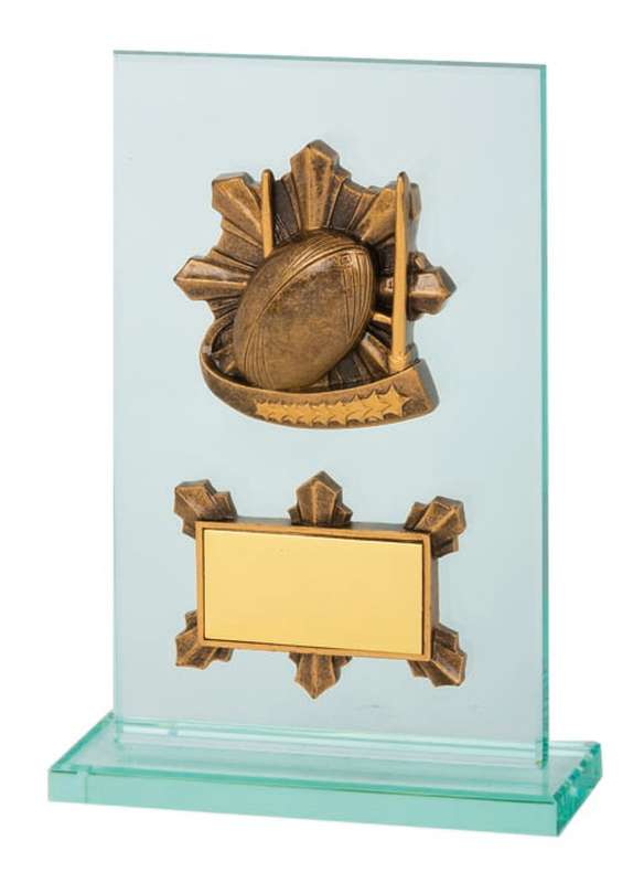 Rugby Glass Sports Trophy - 25mm Insert
