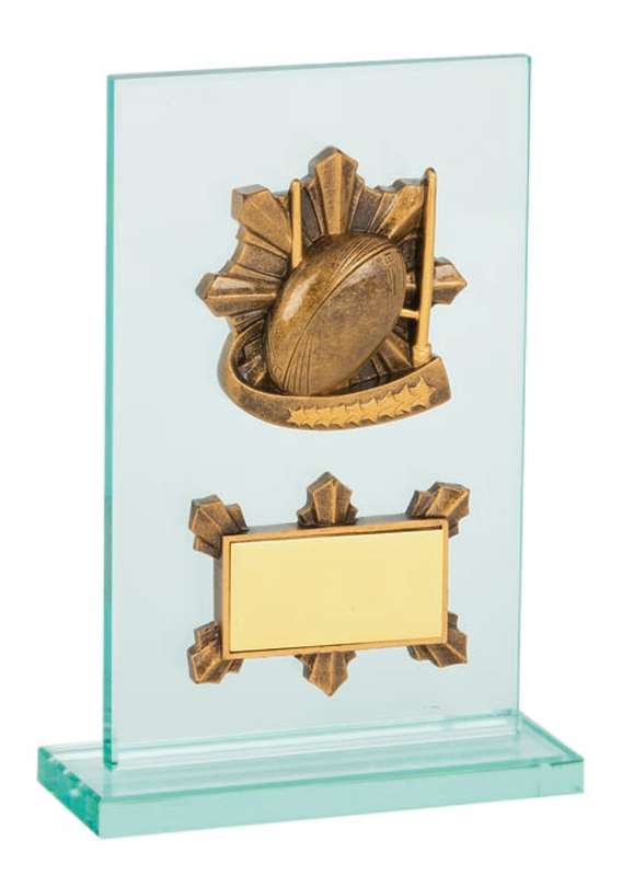 Rugby Glass Sports Trophy - 25mm Insert
