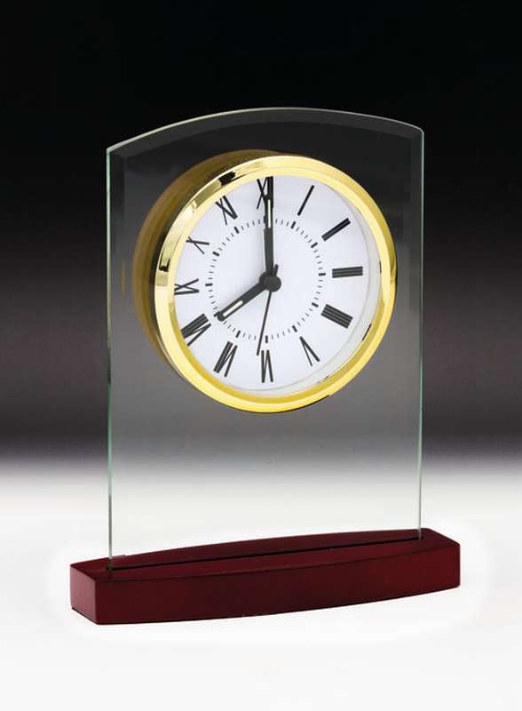 Clear Glass, Gold Fittings - Rosewood Base