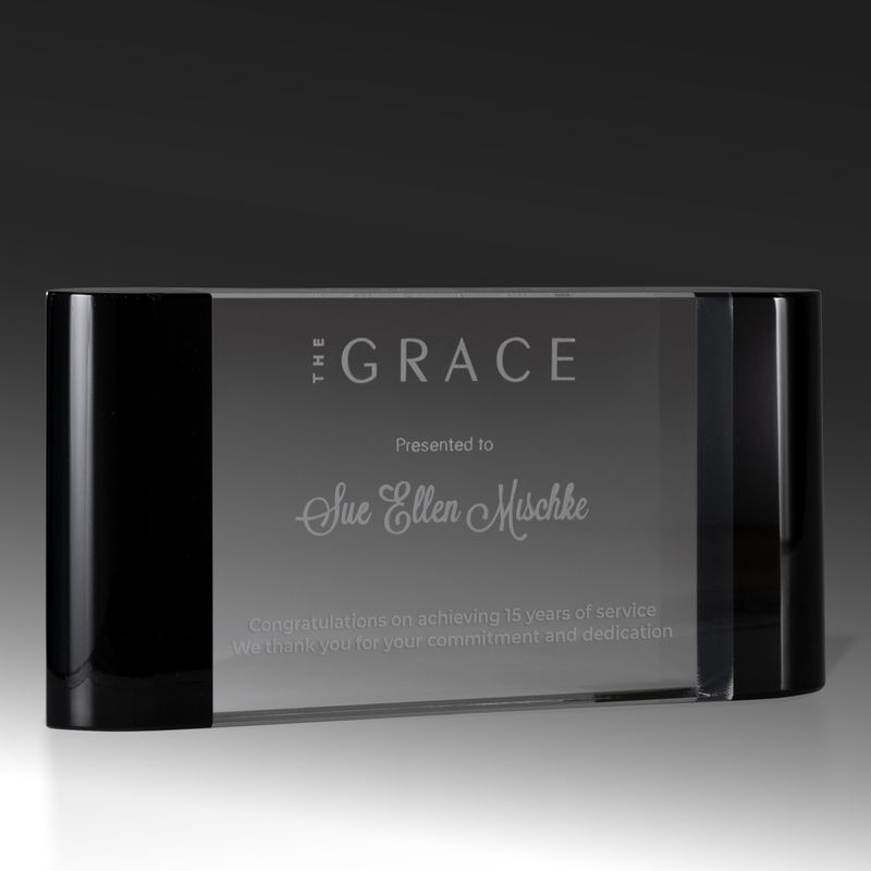 Crystal Horizontal Dual Edged Curved Block Crystal Award 90mm