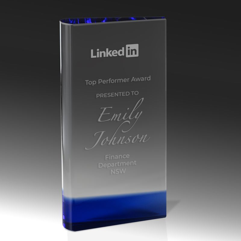 Crystal Vertical Curved Block with Plinth Crystal Award 200mm