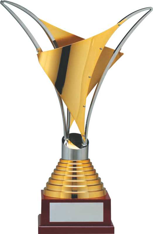 Gold Plated Silver Finish Victory Trophy
